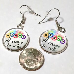 🧮Bingo Earrings "I Came To Win"  Bingo Player Lover Gift NWT